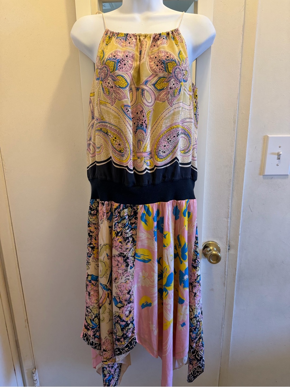 Betsey Johnson Drop Waist Handkerchief Hem Midi Dress